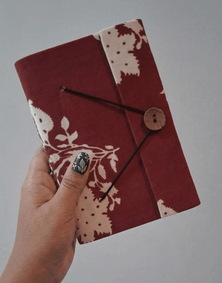 Fabric Cover Journal with Handmade Unbleached Paper