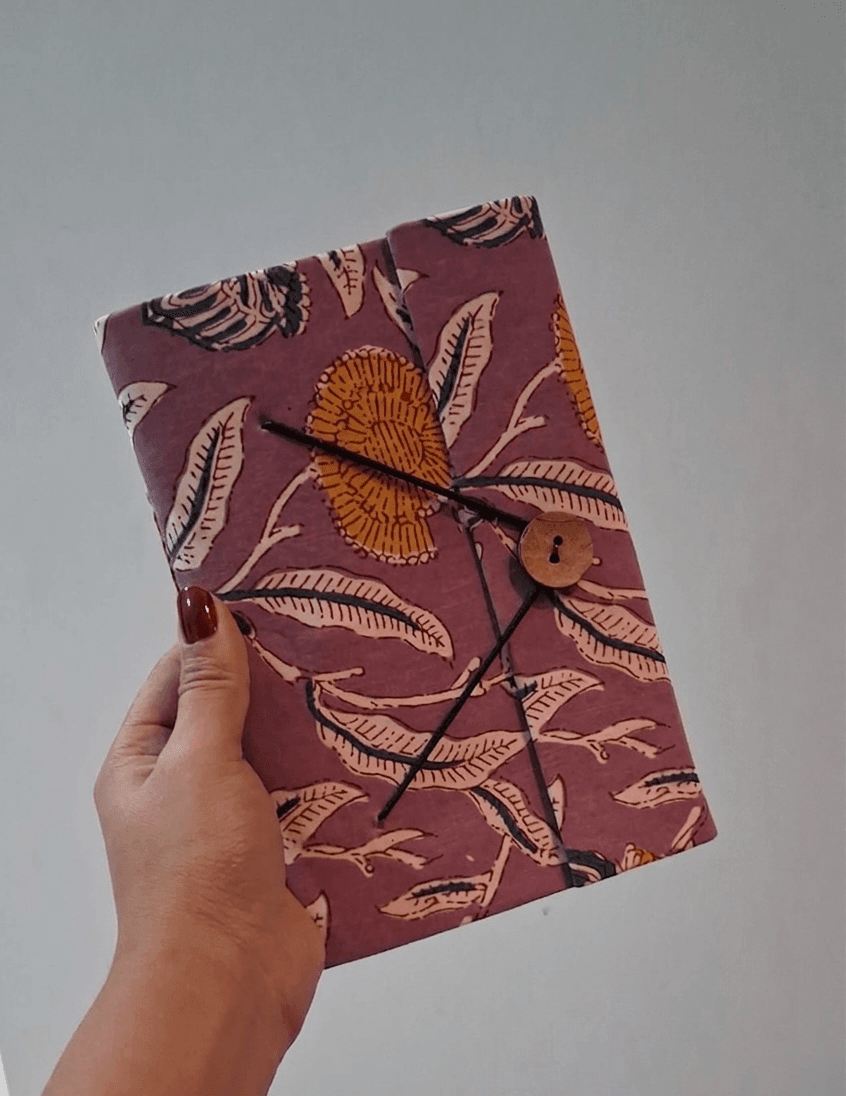 Fabric Cover Journal with Handmade Unbleached Paper