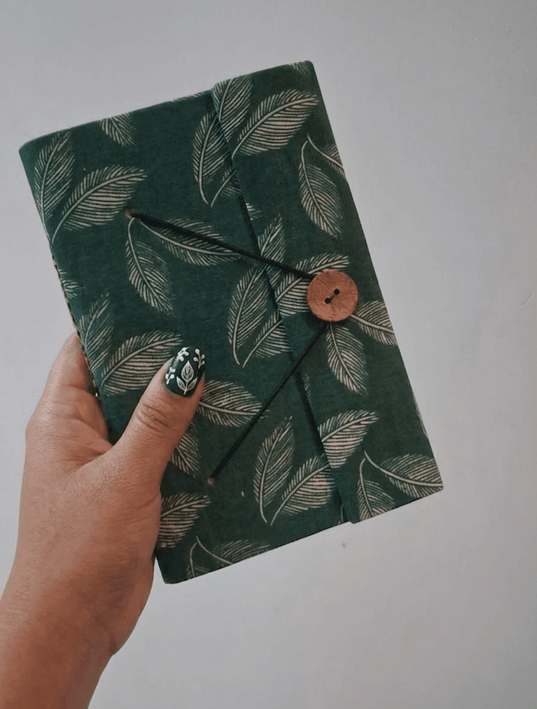 Fabric Cover Journal with Handmade Unbleached Paper