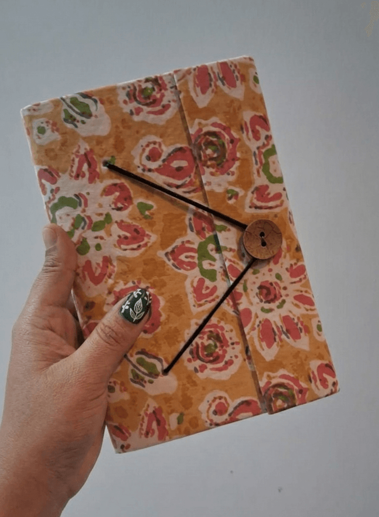Fabric Cover Journal with Handmade Unbleached Paper