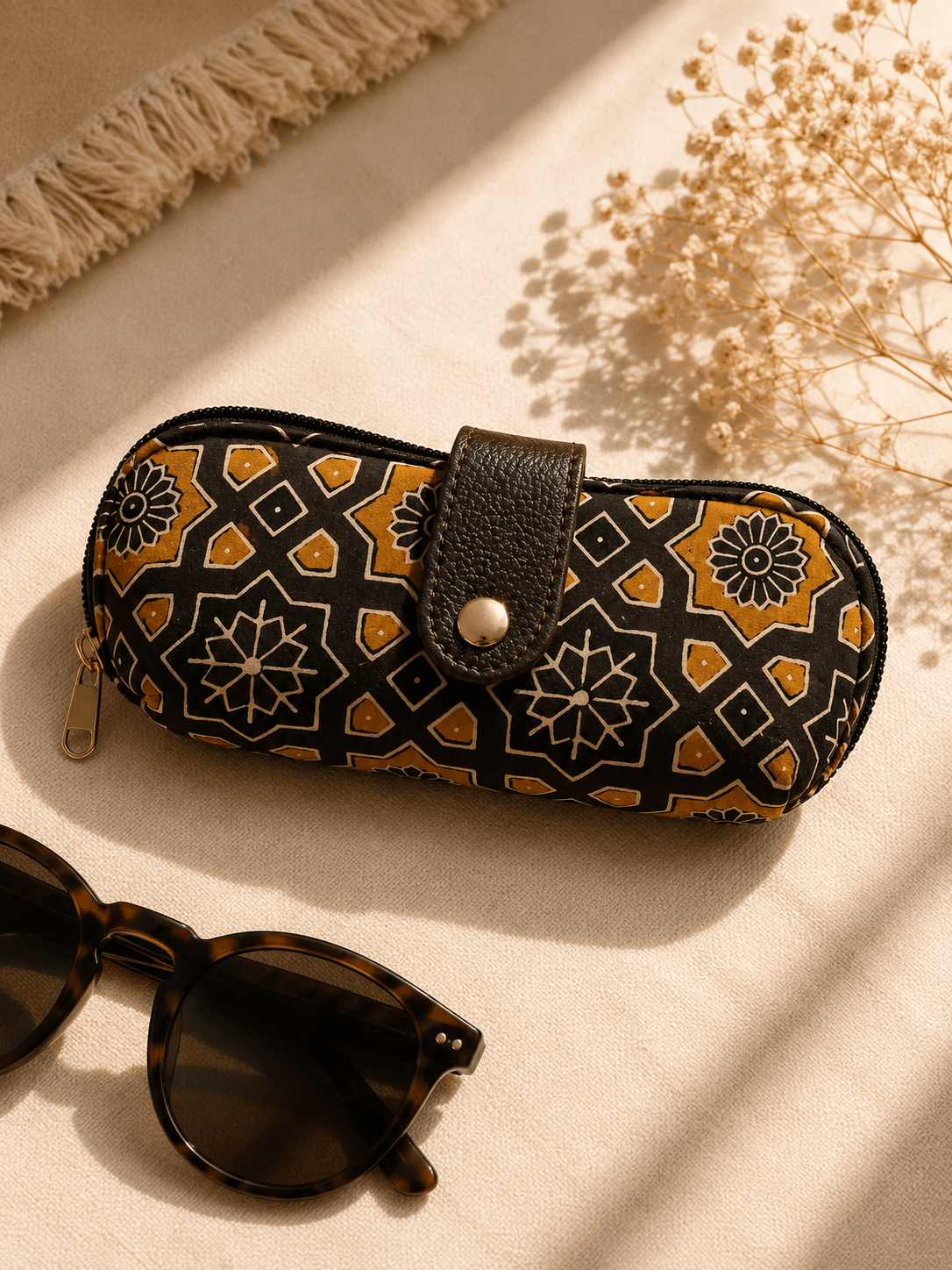 Mustard Quilted Sunglasses Pouch