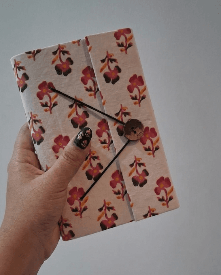 Fabric Cover Journal with Handmade Unbleached Paper